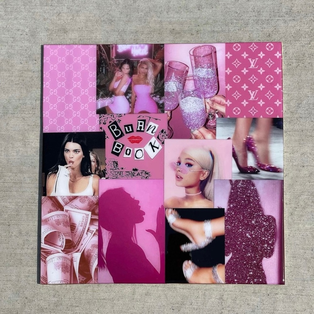 Custom Made Decorative Resin Collage pink themed 14'' by 14''